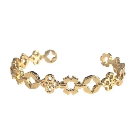 Tory Burch Jewelry - Tory Burc Kira Clover Mixed Logo Cuff Bracelet